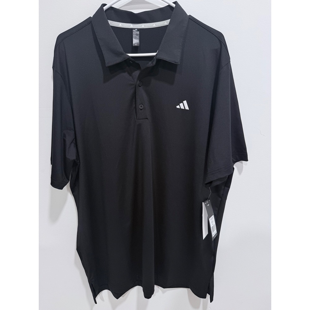 Adidas Mens Golf Polo Shirt Black Short Sleeve UPF 50 XL NEW